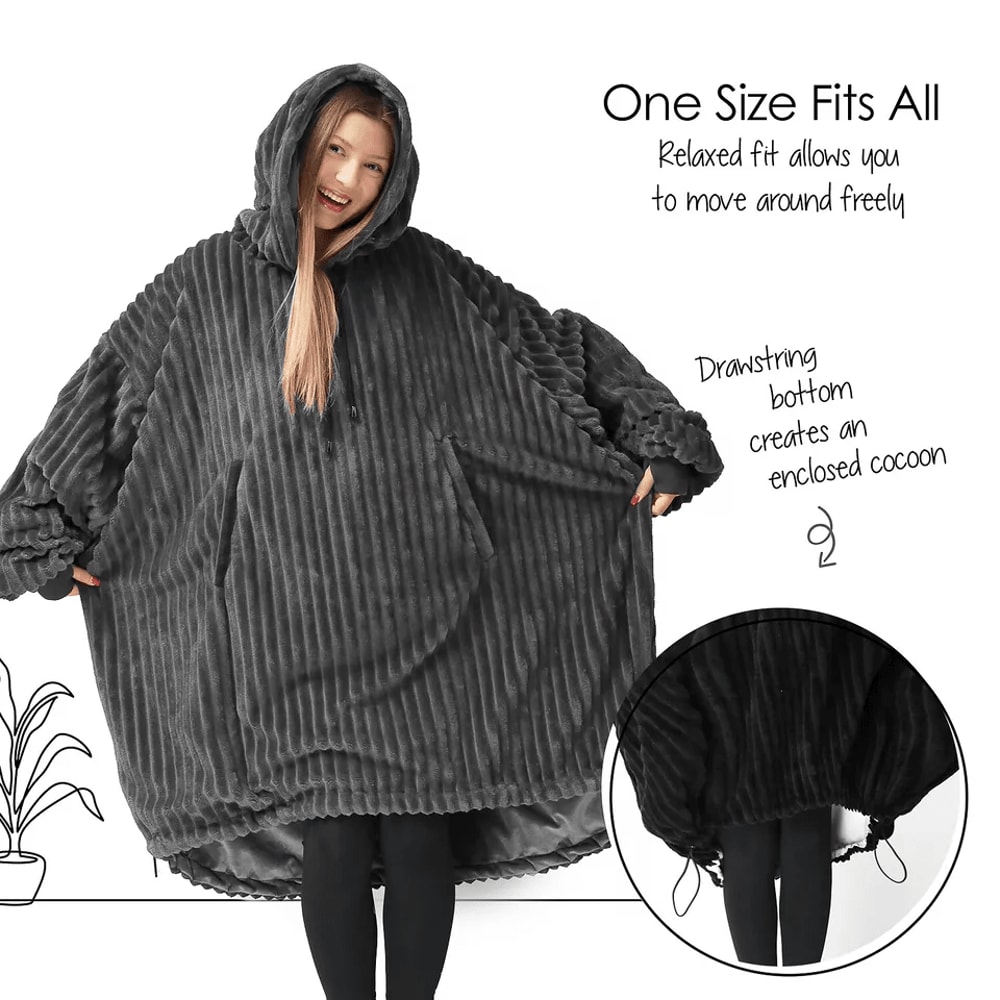 Oversized Reversible Wearable Blanket Hoodie Cozy Adult Sweatshirt For Winter Comfort 2