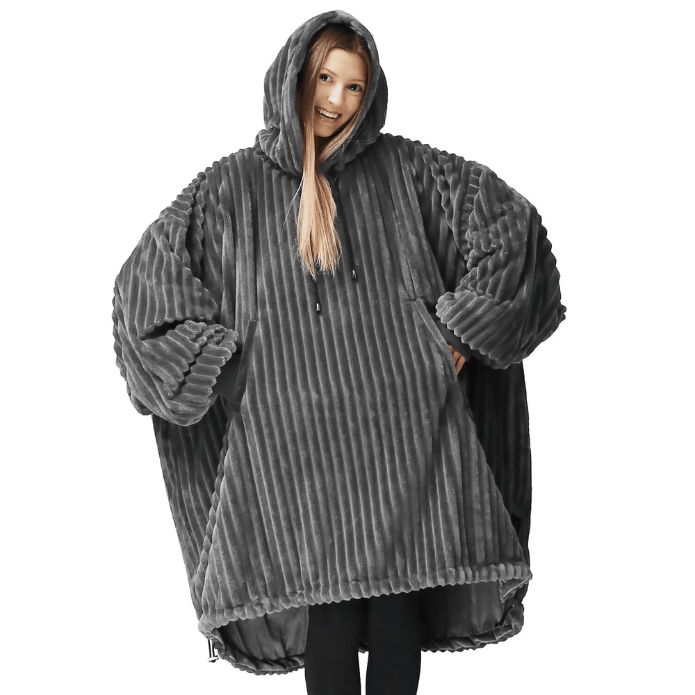 Oversized Reversible Wearable Blanket Hoodie Cozy Adult Sweatshirt For Winter Comfort 0