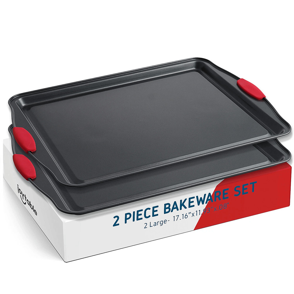 Nonstick Baking Sheet Pan Set By Joytable HeavyDuty Steel Cookie Sheets For Oven Use 0