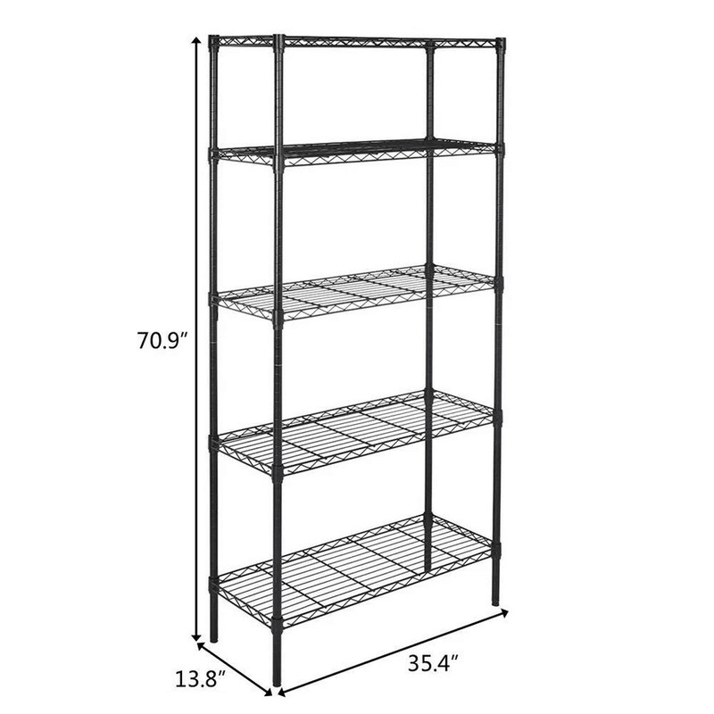 ChromeBlack Shelf Steel Wire Tier Layer Shelving Storage Rack HeavyDuty Metal Organizer For Home Ga 6