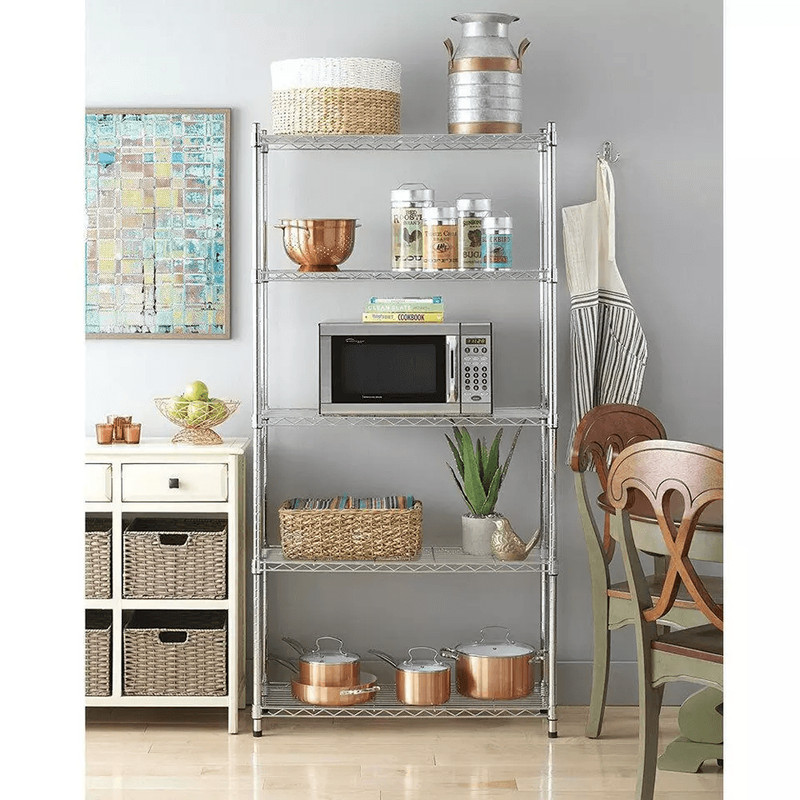 ChromeBlack Shelf Steel Wire Tier Layer Shelving Storage Rack HeavyDuty Metal Organizer For Home Ga 1