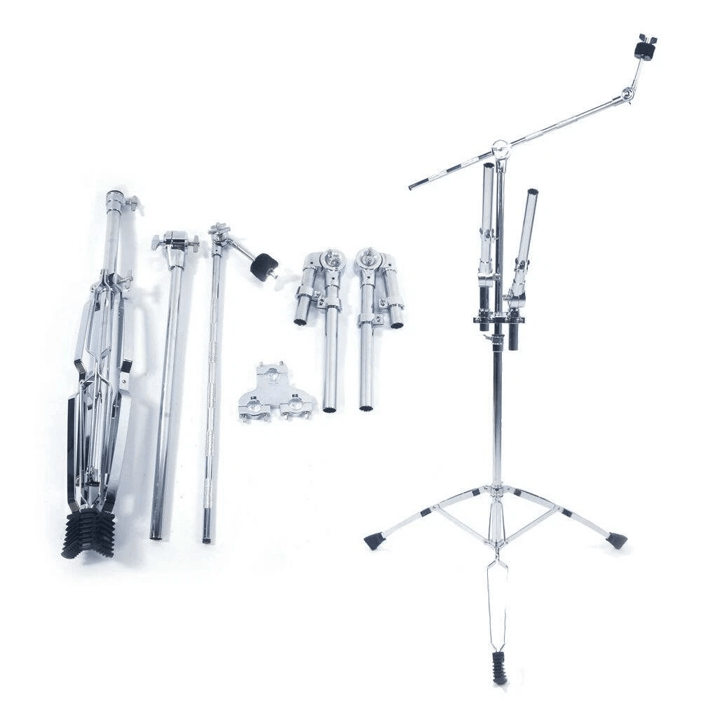 Professional Double Tom Drum Stand With Cymbal Boom Arm Dual Percussion Hardware Mount HeavyDuty C 0