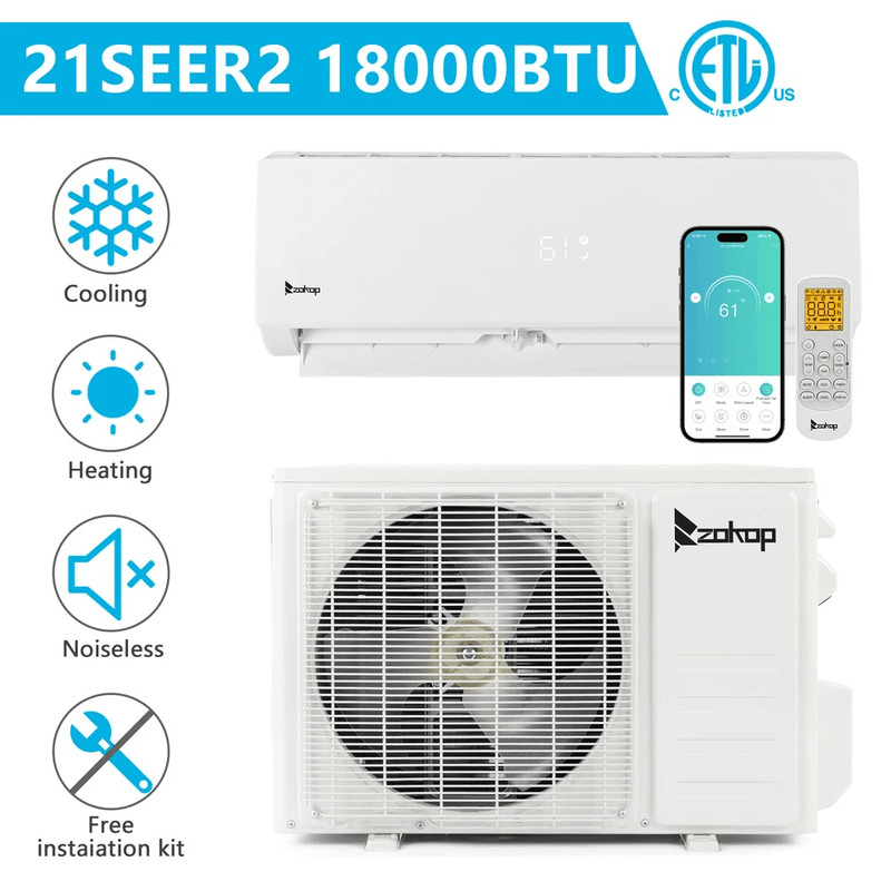 HighEfficiency BTU Ductless Mini Split AC Heat Pump SEER Inverter System 0