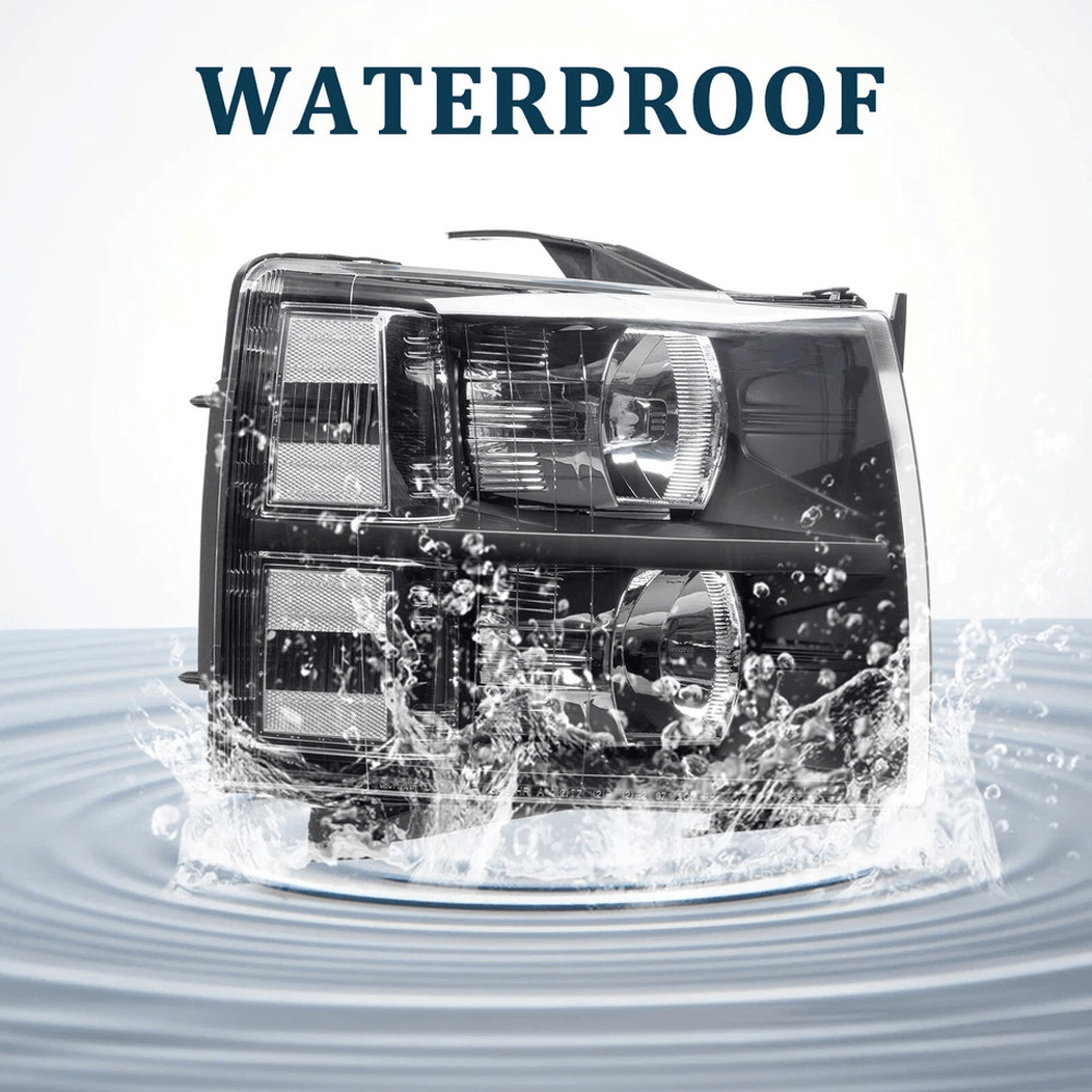 Headlights Headlamps Black Clear For 0713 Chevy Silverado 1500 2500HD 3500HD 2