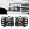 Headlights Headlamps Black Clear For 0713 Chevy Silverado 1500 2500HD 3500HD 0