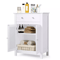 Freestanding White Wooden Storage Cupboard With Double Doors Shelves Bathroom Floor Cabinet For Ki 4
