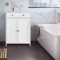 Freestanding White Wooden Storage Cupboard With Double Doors Shelves Bathroom Floor Cabinet For Ki 2