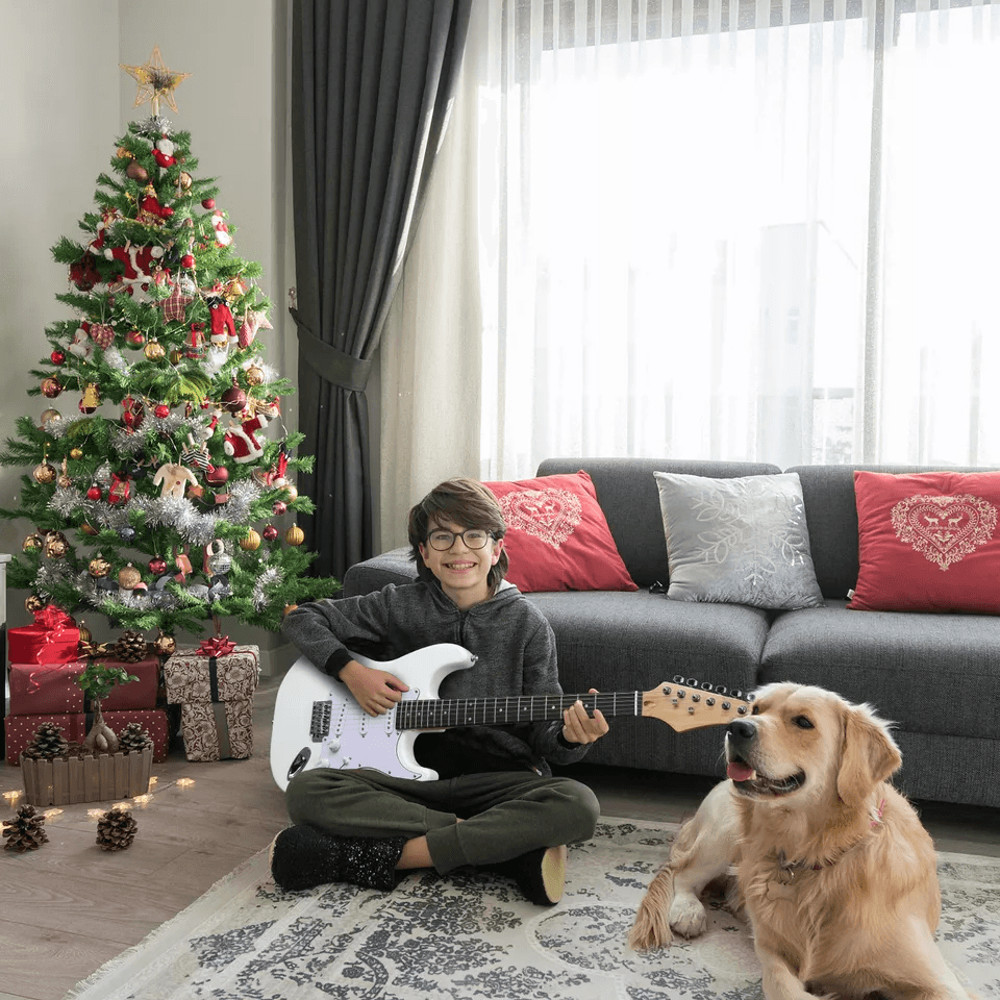 Glarry White Strings Electric Guitar Right Handed With Gig Bag Strap  Cord Lightweight Body Rosewoo 6