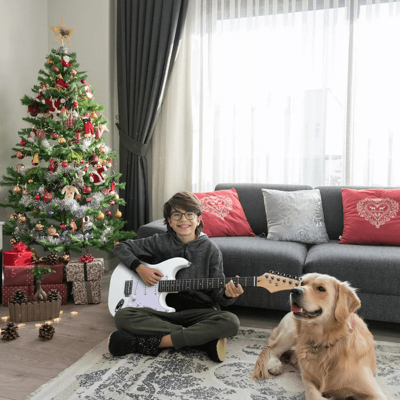 Glarry White Strings Electric Guitar Right Handed With Gig Bag Strap  Cord Lightweight Body Rosewoo 6