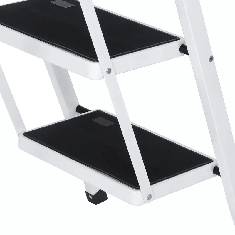 4 Step Folding Ladder With Handgrip AntiSlip Wide Pedals 330lbs Capacity Sturdy Steel Step Stool F 1