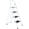 4 Step Folding Ladder With Handgrip AntiSlip Wide Pedals 330lbs Capacity Sturdy Steel Step Stool F 2