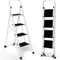 4 Step Folding Ladder With Handgrip AntiSlip Wide Pedals 330lbs Capacity Sturdy Steel Step Stool F 5
