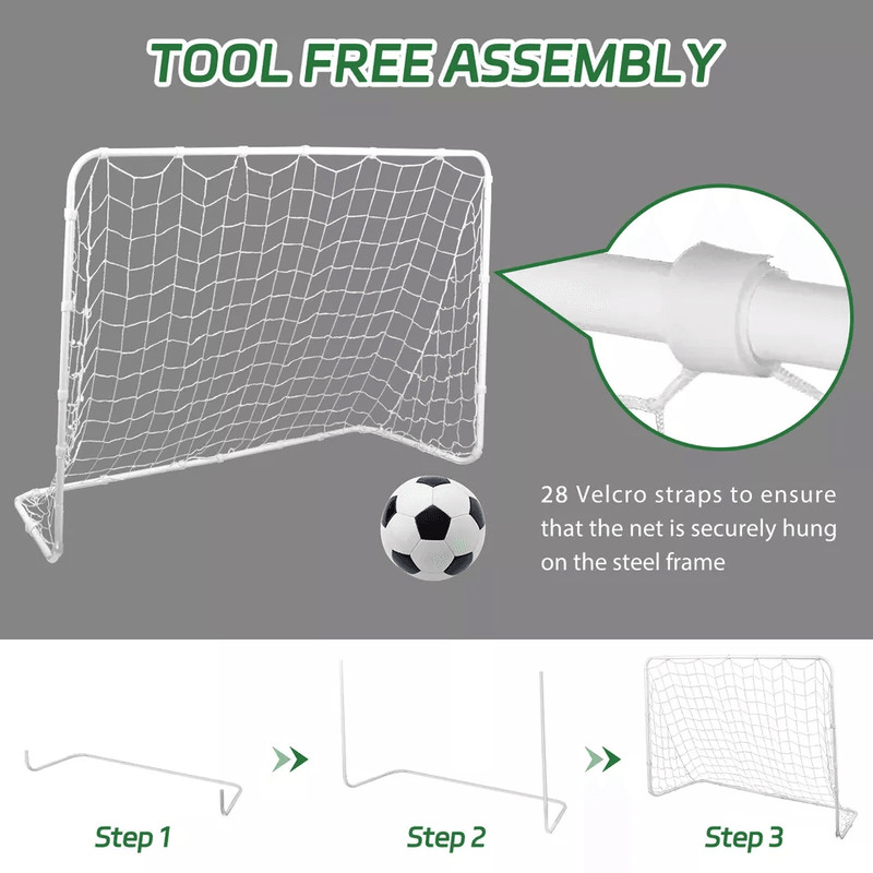 Portable Kids Soccer Goals Metal Frame Backyard Practice Nets 4