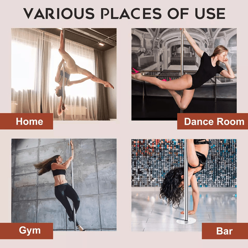 Adjustable Spinning Static Dance Pole Kit Portable Stripper Pole For Home Fitness  Professional Use 3