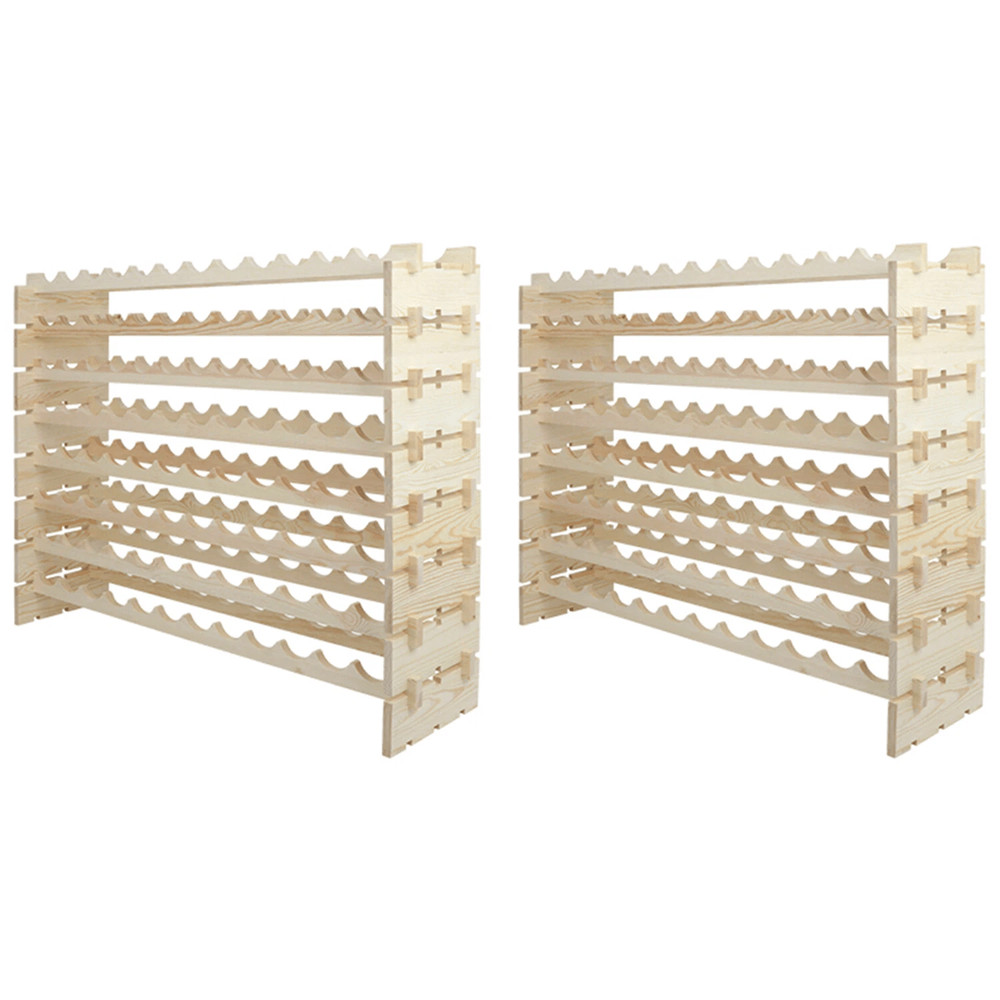 2PCS 96 Bottles Holder Wine Rack 8Tier Stackable Solid Wood Wine Storage Display For Home Bar Or C 0