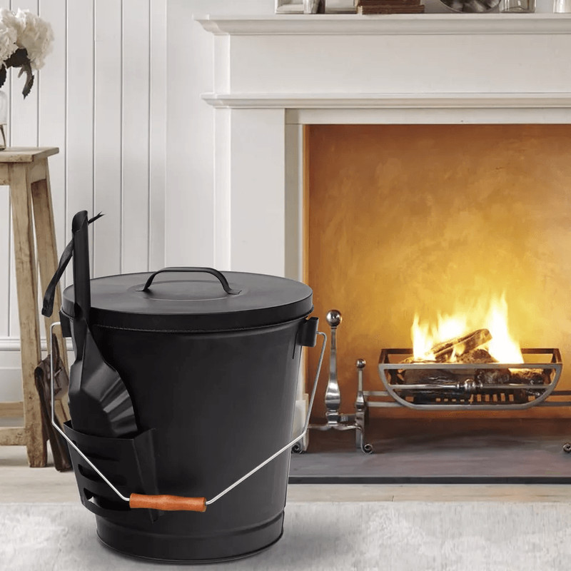 515 Gallon Ash Bucket With Lid Shovel Galvanized Metal Hot Ash Pail For Fireplace Wood Stove Fir 2