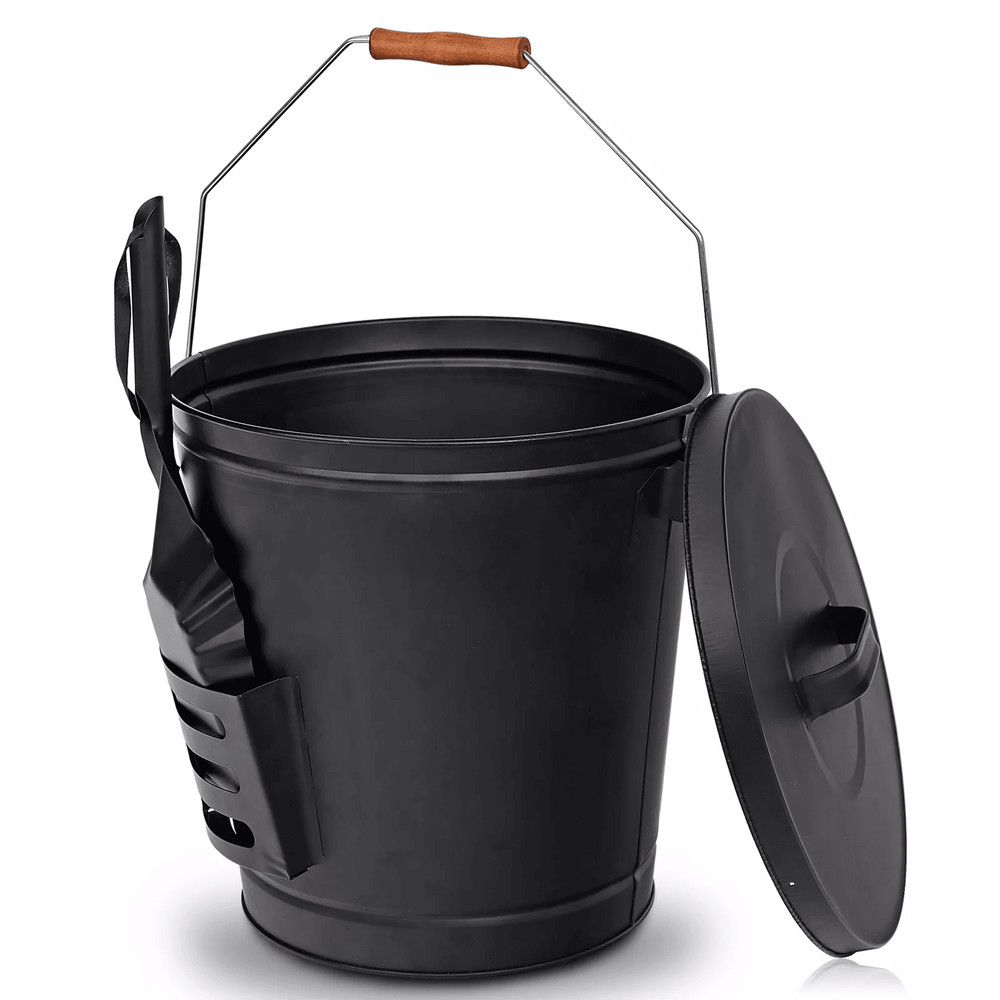 515 Gallon Ash Bucket With Lid Shovel Galvanized Metal Hot Ash Pail For Fireplace Wood Stove Fir 0