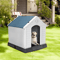 Plastic Dog House Indoor Outdoor Doghouse Puppy Shelter With Air Vent Elevated Floor Easy Assembly 5