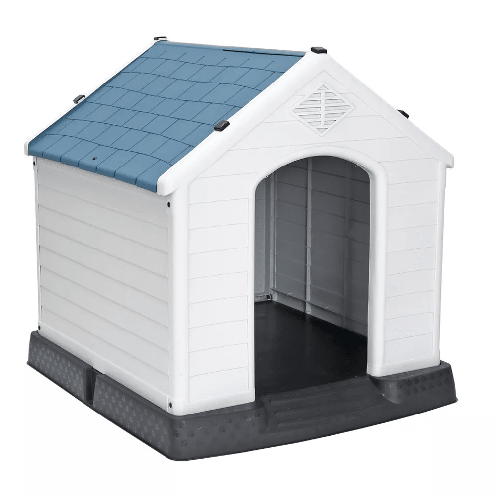 Plastic Dog House Indoor Outdoor Doghouse Puppy Shelter With Air Vent Elevated Floor Easy Assembly  6