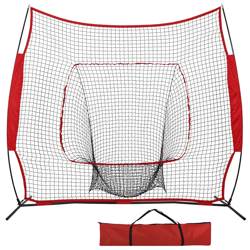 baseball softball practice net with bow frame & carry bag, hitting & pitching trainer