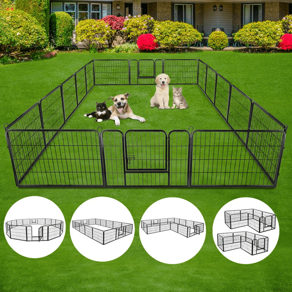 Portable 16 Panel Dog Playpen Detachable Fence For Outdoor RV Yard Use 6