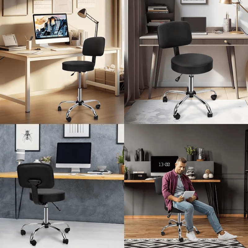 Swivel Salon Spa Stool Chair Adjustable Hydraulic Rolling Stool With Back Support 2