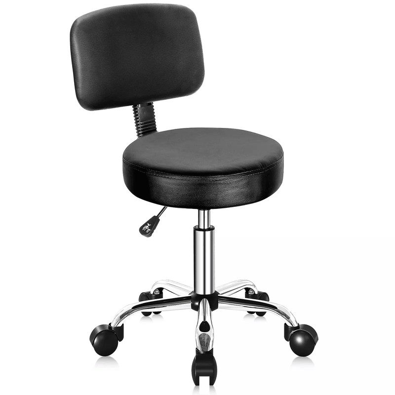 Swivel Salon Spa Stool Chair Adjustable Hydraulic Rolling Stool With Back Support 0