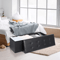 Black Leather Folding Storage Ottoman Bench Footrest Chest With Divider Ideal For Bedroom Living Ro 1