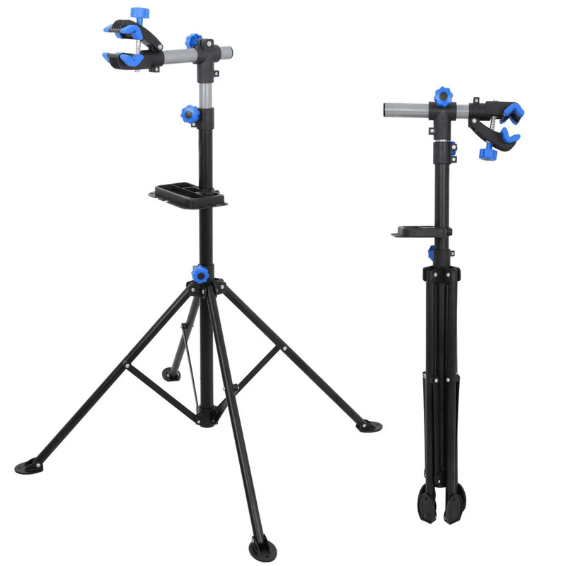 Bike Repair Stand Adjustable Bicycle Maintenance Rack With Rotating Clamp  Tool Tray 8