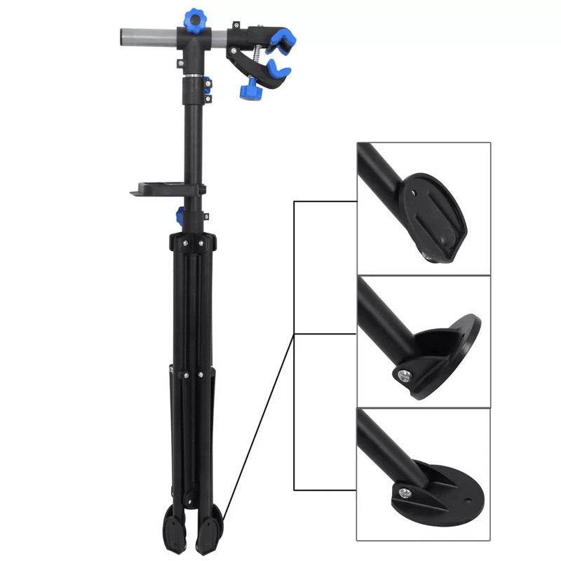 Bike Repair Stand Adjustable Bicycle Maintenance Rack With Rotating Clamp  Tool Tray 4