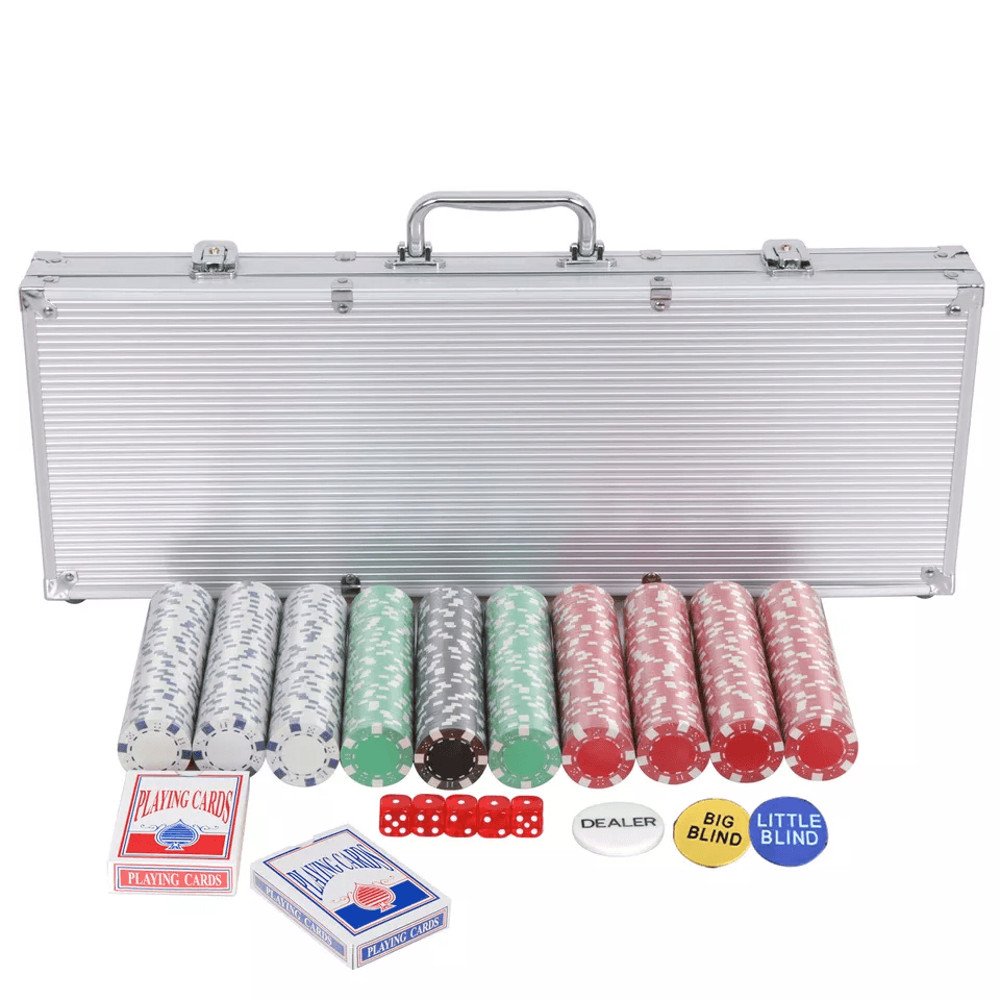 Texas Holdem Poker Chip Set With Aluminum Case Poker Chips For Blackjack And Casino Games 1
