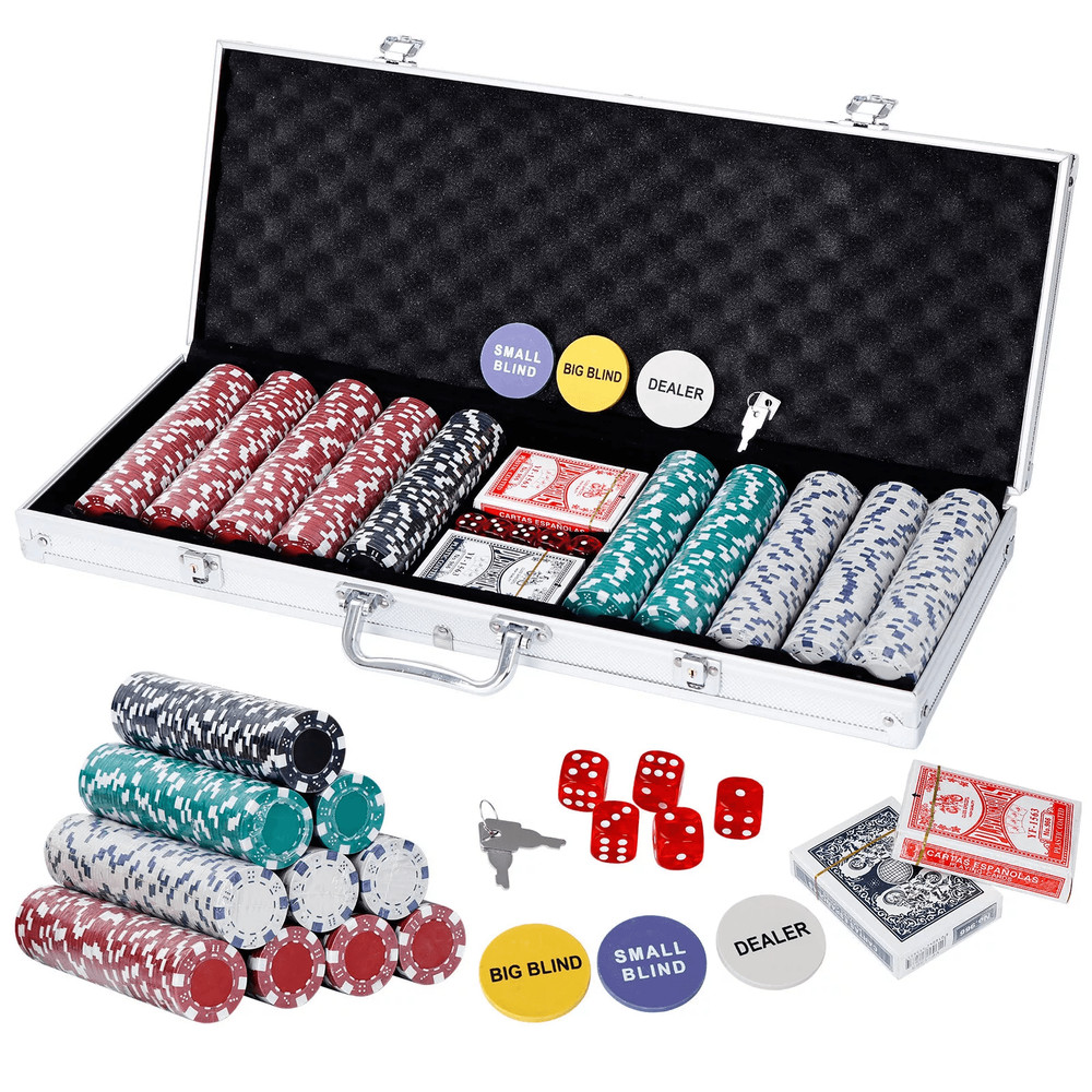 Texas Holdem Poker Chip Set With Aluminum Case Poker Chips For Blackjack And Casino Games 0