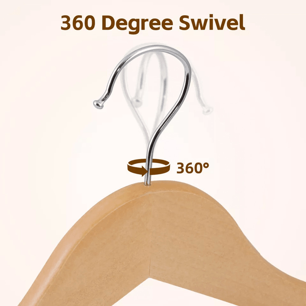 Premium Wooden Hangers NonSlip Coat  Clothes Hangers Swivel Hook Durable Natural Wood For Suits Jac 10