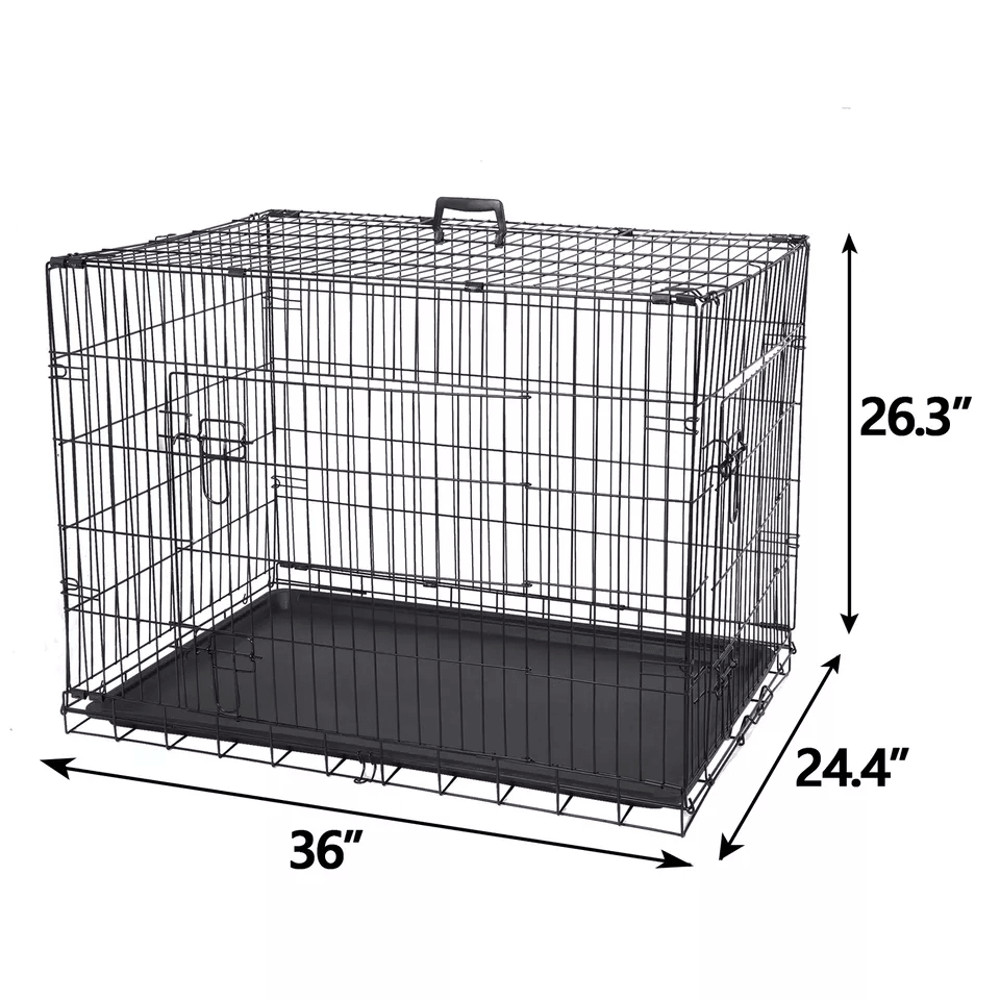 Metal Wire Dog Crate With Double Doors  Tray Foldable Pet Kennel For Medium Dogs 4