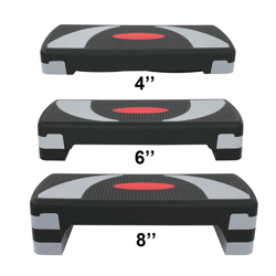 adjustable aerobic step platform, workout stepper with risers for home & gym fitness