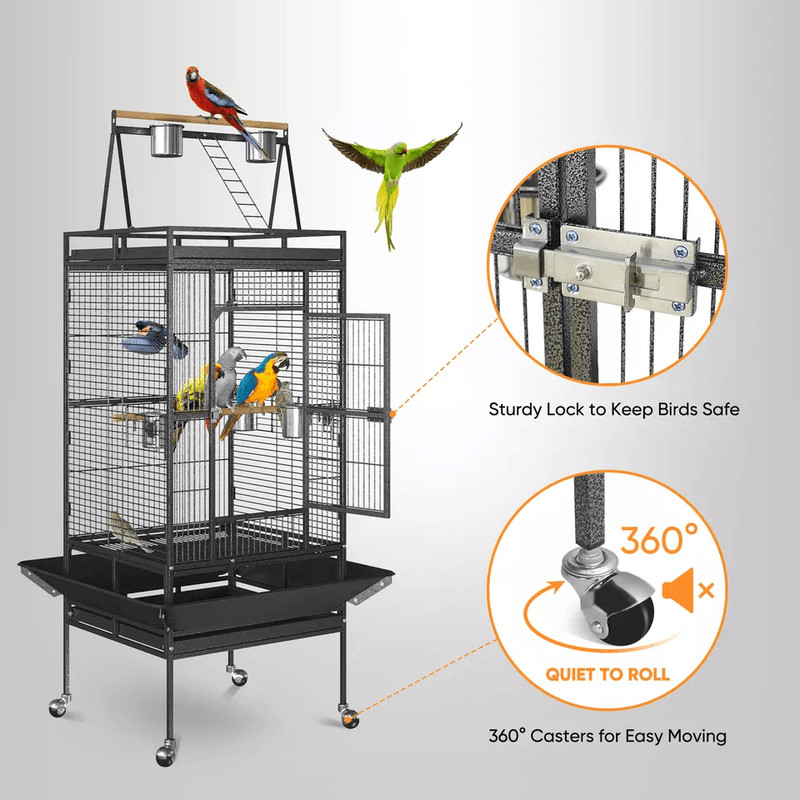 Large Bird Cage With Play Top Ideal For Parrots Finches Macaws And Cockatoos 1