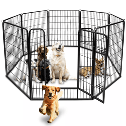 metal dog playpen pet fence, portable puppy exercise pen for indoor & outdoor use, foldable panel heavy-duty crate