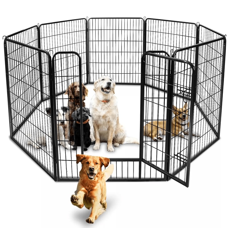 Metal Dog Playpen Pet Fence Portable Puppy Exercise Pen For Indoor Outdoor Use Foldable Panel Heav 0