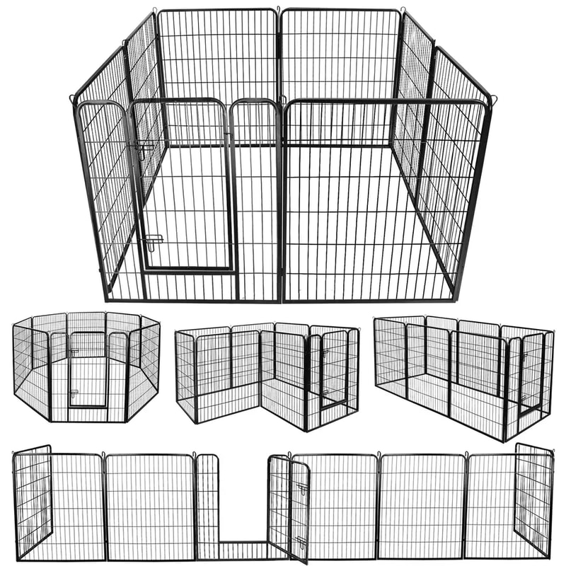 Metal Dog Playpen Pet Fence Portable Puppy Exercise Pen For Indoor Outdoor Use Foldable Panel Heav 2