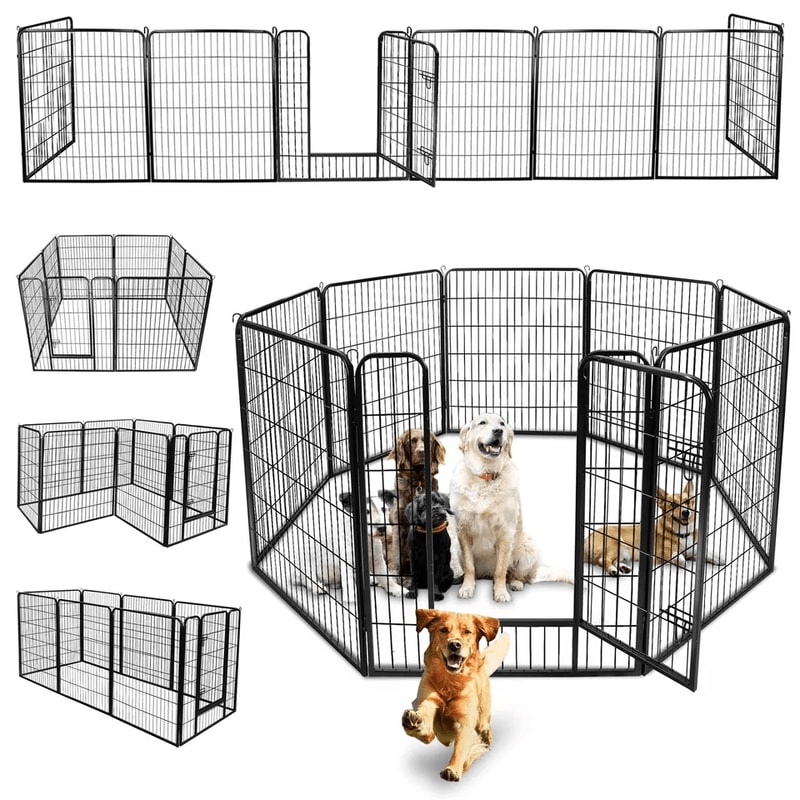 Metal Dog Playpen Pet Fence Portable Puppy Exercise Pen For Indoor Outdoor Use Foldable Panel Heav 1