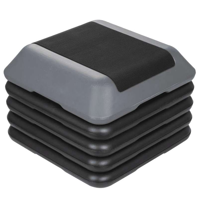 Adjustable Aerobic Stepper Exercise Workout Step Platform With Riser Grey HighDensity SlipResistant 0