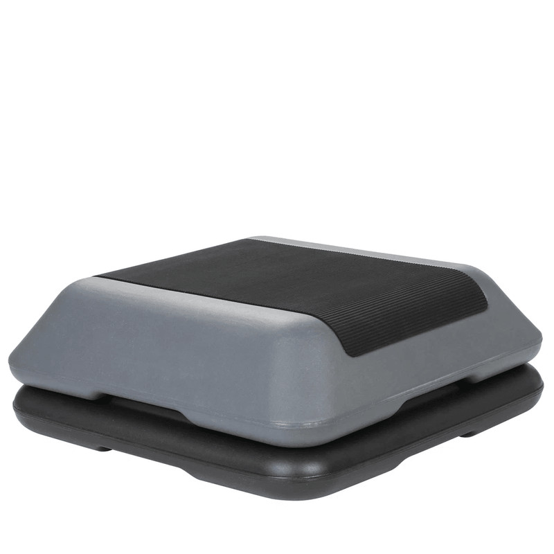 Adjustable Aerobic Stepper Exercise Workout Step Platform With Riser Grey HighDensity SlipResistant 12