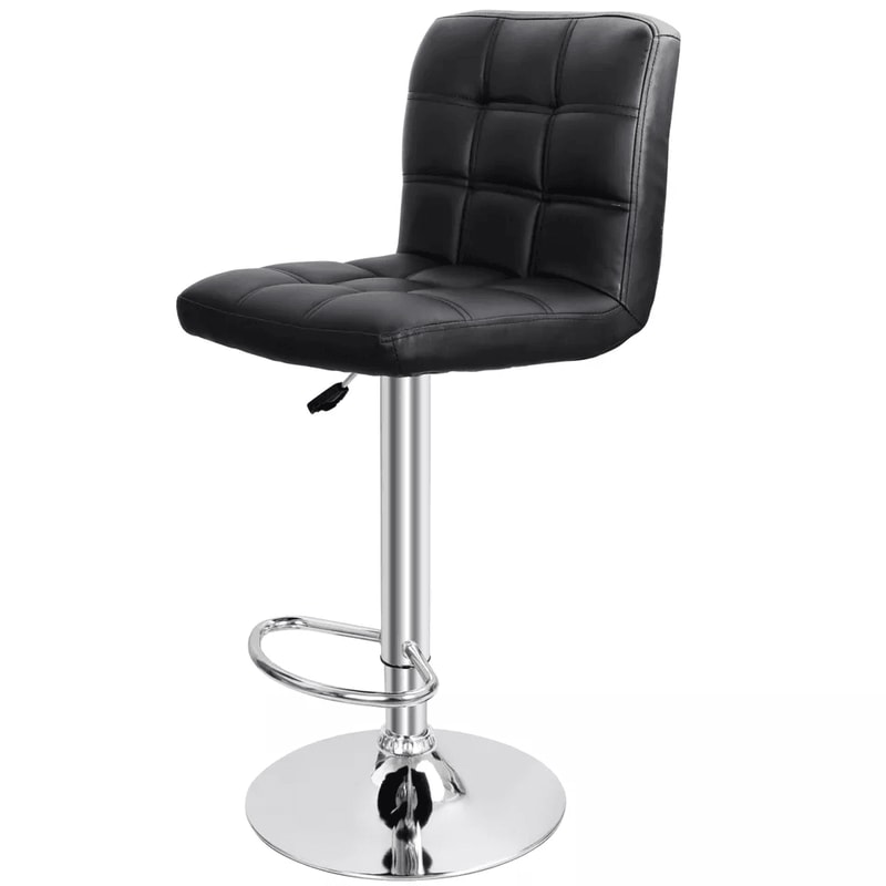 Adjustable Swivel Bar Stools With PU Leather Backrest Black Counter Chairs For Home Bar 2