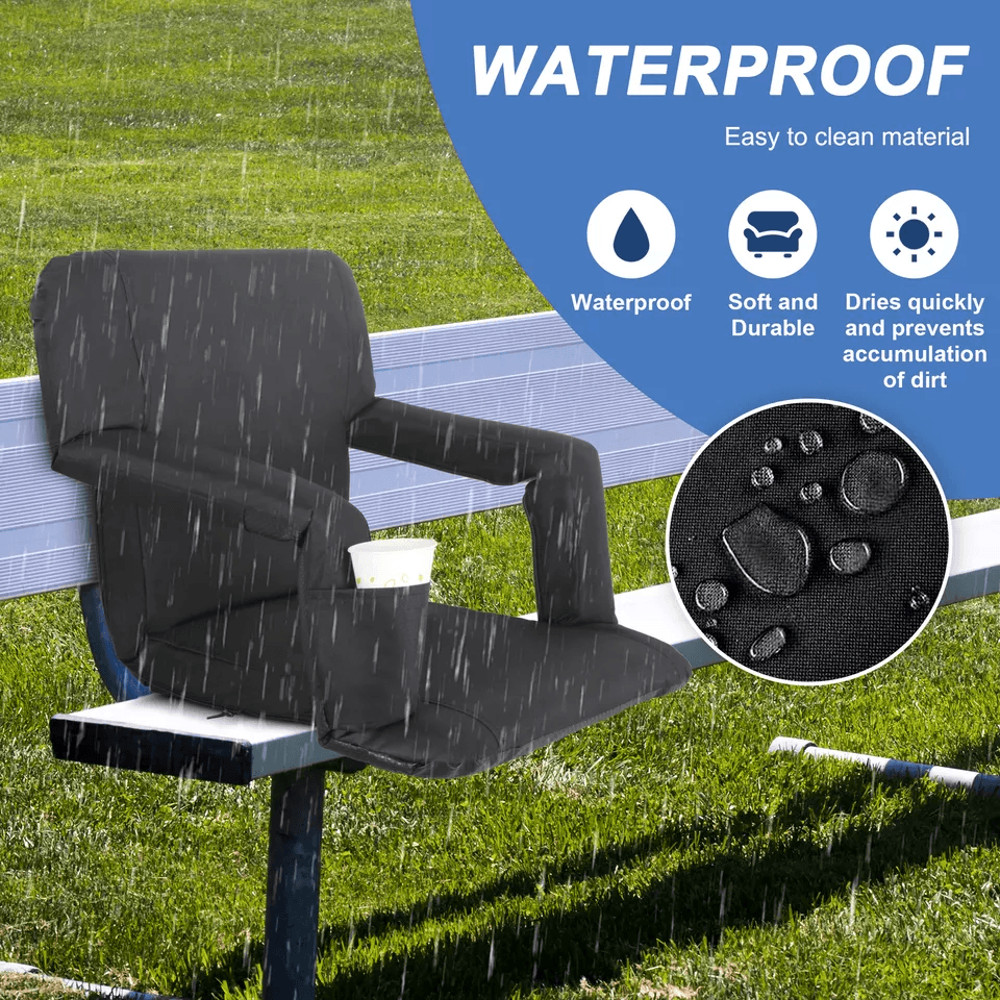 Portable Wide Stadium Seat With Reclining Back Cushion Bleachers Chair For Outdoor Sports Events 2