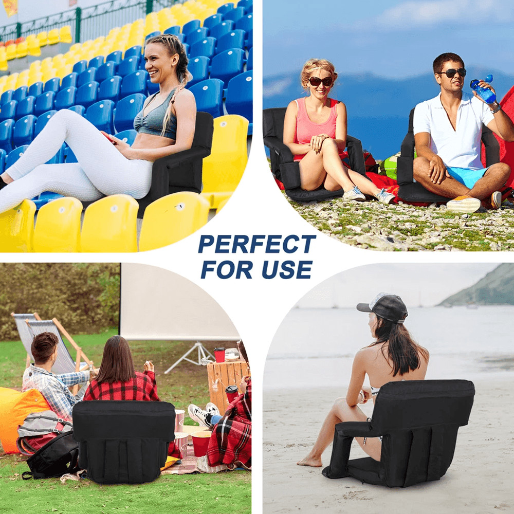 Portable Wide Stadium Seat With Reclining Back Cushion Bleachers Chair For Outdoor Sports Events 1