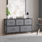 Fabric Dresser For Bedroom With Drawers Dark Grey Wide Chest Of Drawers Storage Unit With Metal Fra 0