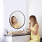 Wall Mounted Round Mirror Black Frame Stylish Bathroom Mirror With Durable Metal Frame For Home Dec