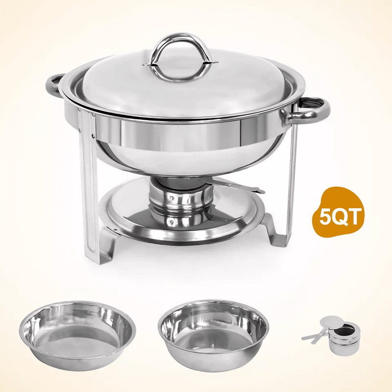 Round Chafing Dish Buffet Set Stainless Steel Catering Food Warmer For Parties Events 0