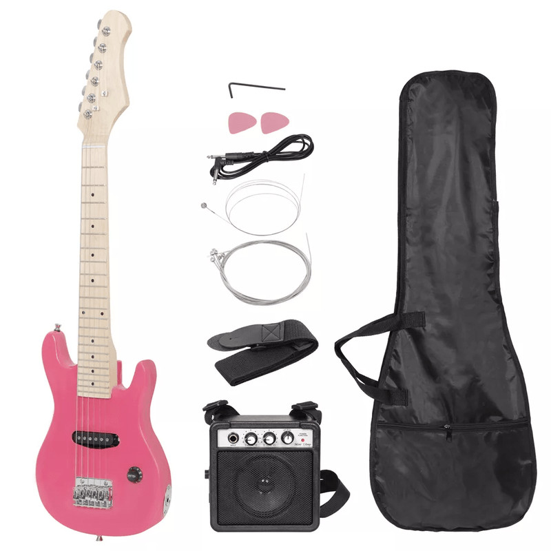 Pink Kids Electric Guitar Set With Amp Gig Bag Strap Picks Beginners Starter Kit For Young Musicia 0