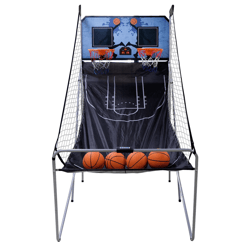 foldable indoor basketball arcade game, double shot 2 player with electronic scoreboard & 4 balls